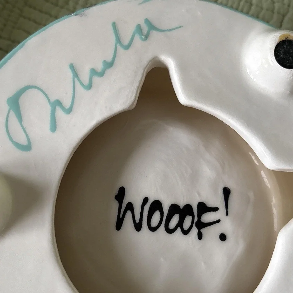 Boutique Hand Painted Ceramic Dog/cat Bowl 5.5